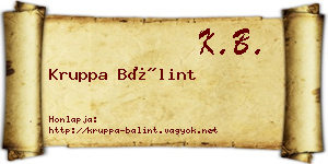 Kruppa Bálint névjegykártya